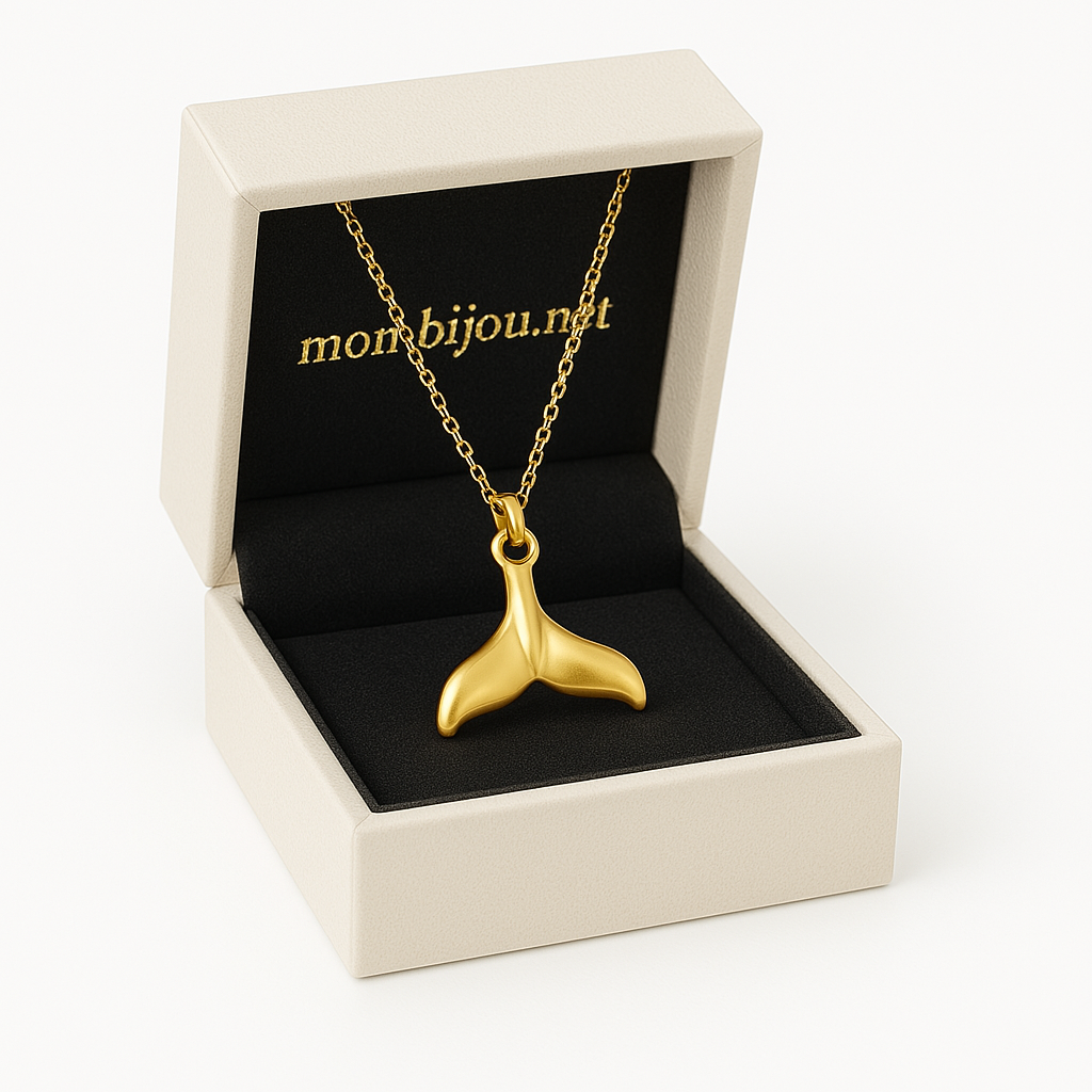Collier Pendentif Queue de Baleine en Acier Inoxydable