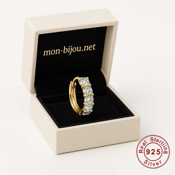 Piercing d'Oreille en Argent 925 avec Zircons 