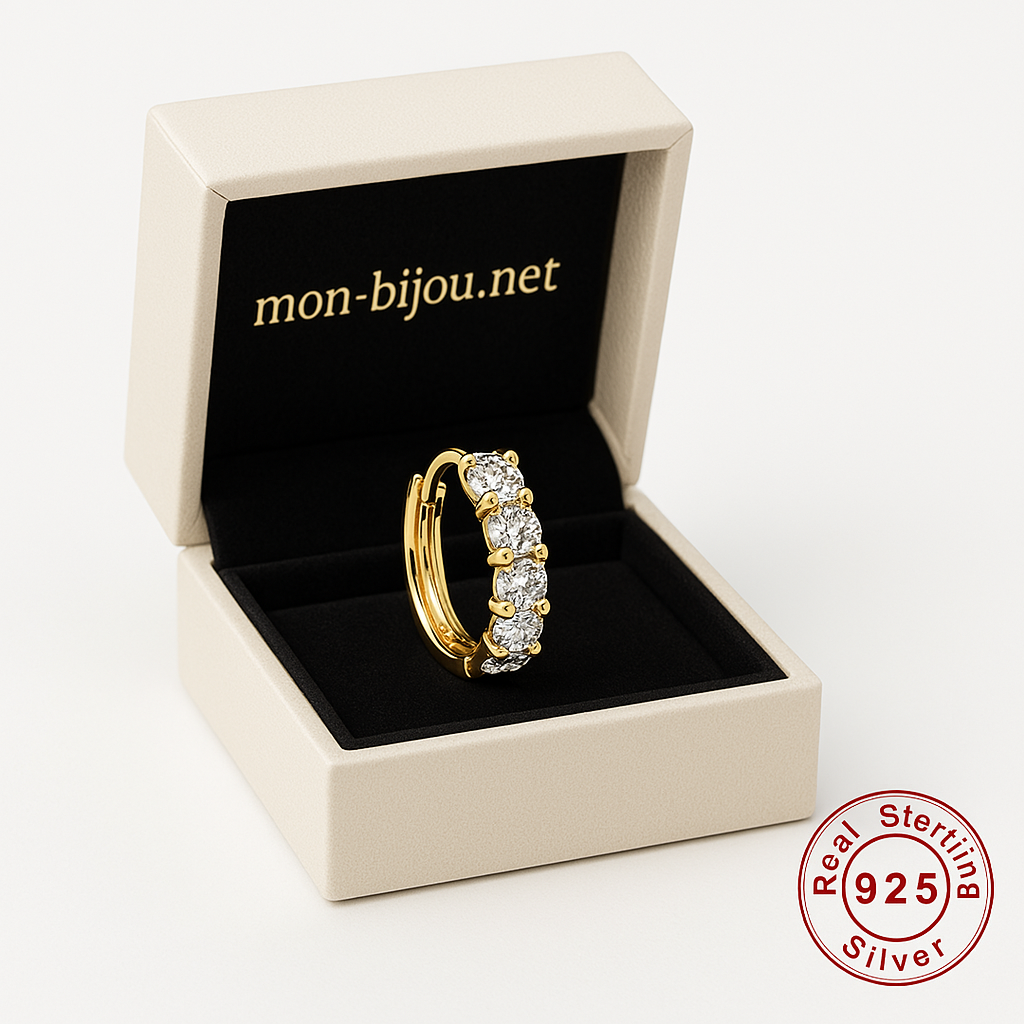 Piercing d'Oreille en Argent 925 avec Zircons 
